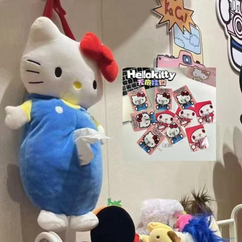 HelloKitty Anime Character Tissue Box Kawaii Hanging Plush Holder Car Home Desktop Decor Gift