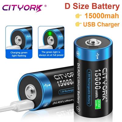 1,5VD wiederaufladbare Li-Ionen-Batterie LR20 R20 D-Zellen-Batterie Typ D USB-wiederaufladbare Batterien für Gasherd-Warmwasserbereiter