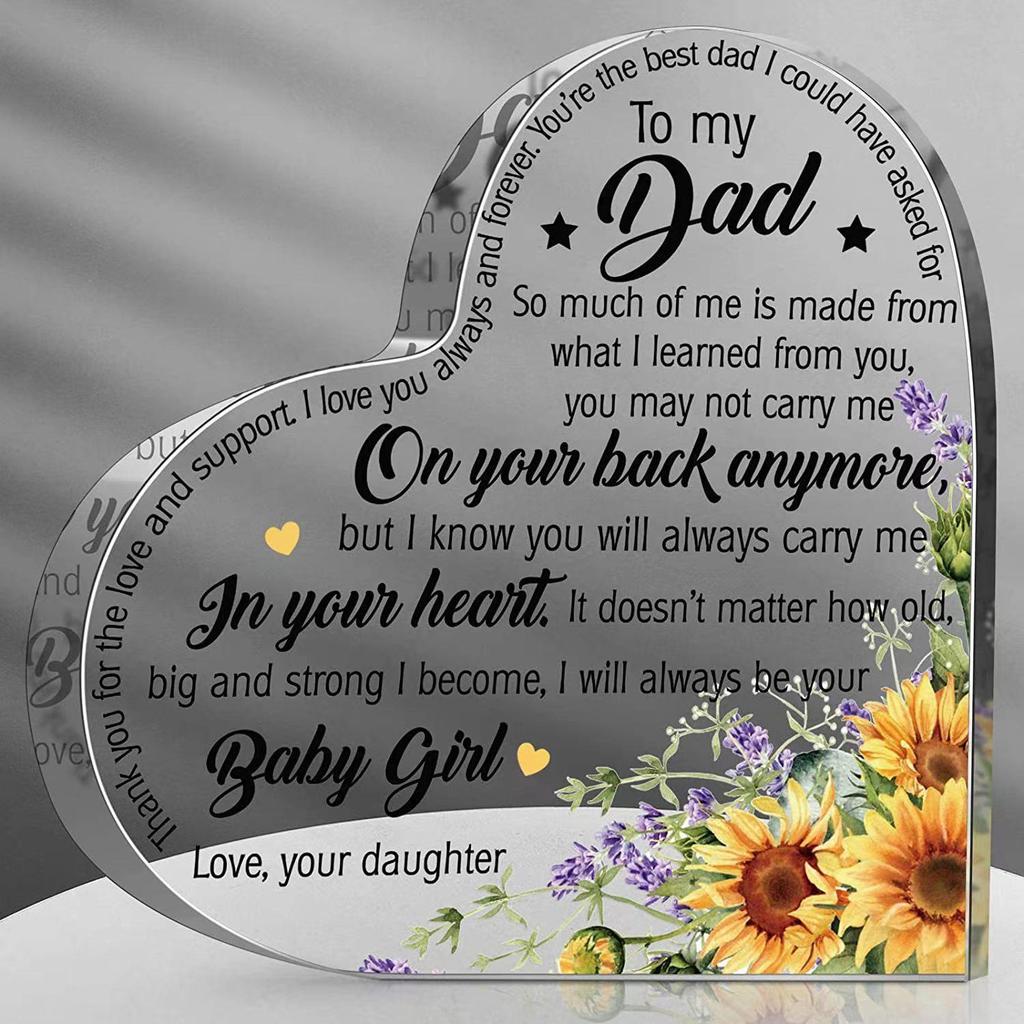 Heart Shape Acrylic Plaque Valentine's Day Gift Love Quote Keepsake for Wife Husband Couples Romantic Home Ornament