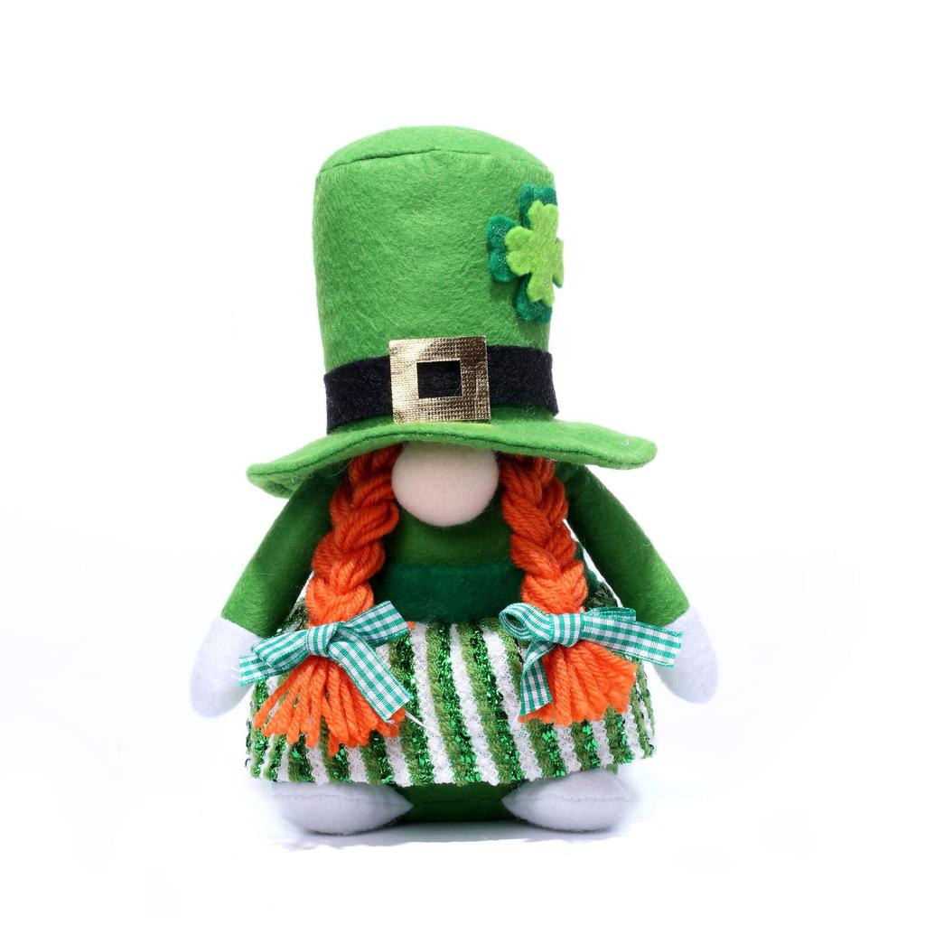 Klöveransiktslös docka Grön St Patrick's Day Rudolfdocka Irländsk festivalatmosfär Dekorationstillbehör Festivalfönster