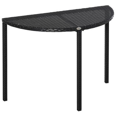 Balcony Table Garden Side Table Table Garden Furniture Half-Round Poly Rattan Metal Black 100 X 50 X 74 Cm