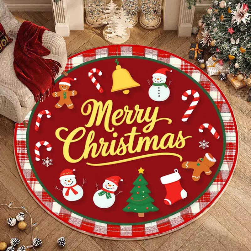 Nowoczesny Okrągły Dywan Kryształowy Aksamit Choinka Świąteczna Prosty Dywan Odporny na Zużycie Do Przedpokoju Dekoracja Domu