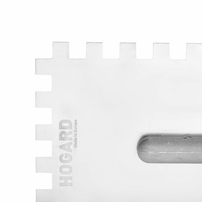 Hogard - 44048588 - Truelle Crantee INOX | Truelle Carree Dentee Professionnelle | Fabriquee en UE