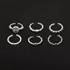 European and American Hot-selling Retro and Old Silver Cross Ring, Personalized Love Opening Six-piece Ring