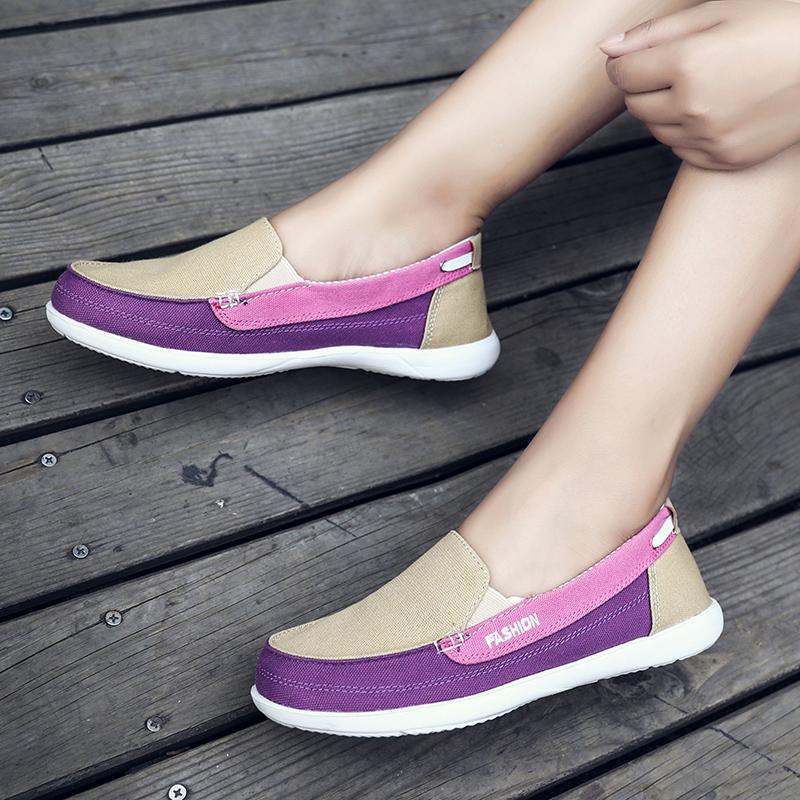 Mode Frauen Leinwand Freizeitschuhe Loafers Slip On Driving Schuhe Mokassins Frauen Wohnungen Schuhe
