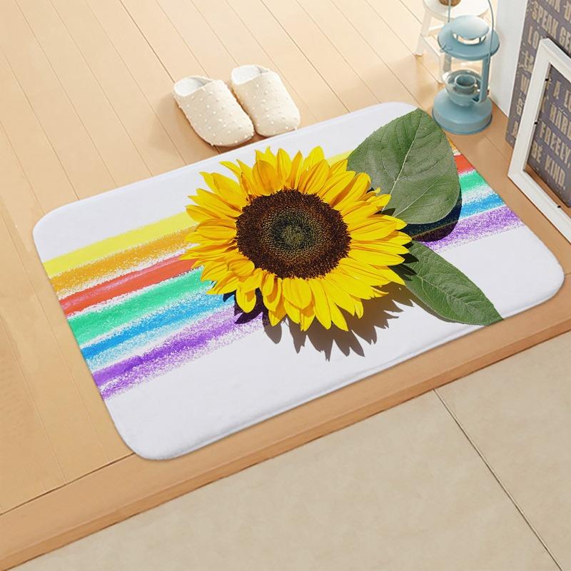 Sunflower Printed Doormat Soft Comfortable Welcome Carpet Home Living Room Bedroom Door Non-slip Doormat Toilet Floor Home Mat