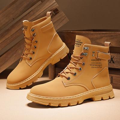 Mode Herbst Günstige Herrenstiefel Mode Gelbe Stiefeletten Herren Arbeitsschuhe High-Top Lederstiefel für Herren Motorradschuh botas masculino