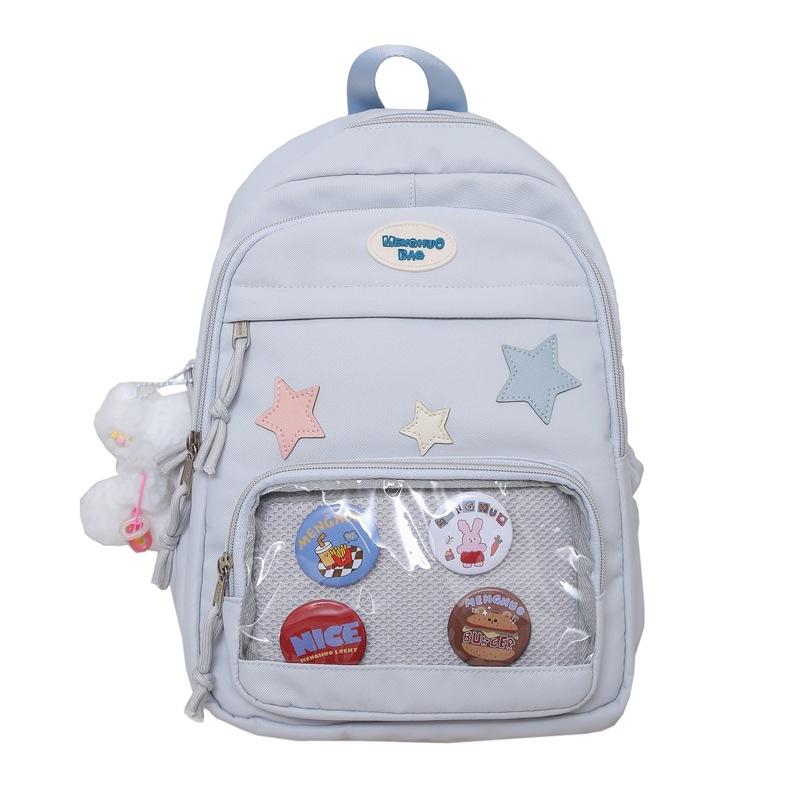 Japanese Cute Transparent Pain Bag Large Capacity Versatile College Style Girl Schoolbag Korean Style Backpack Storage