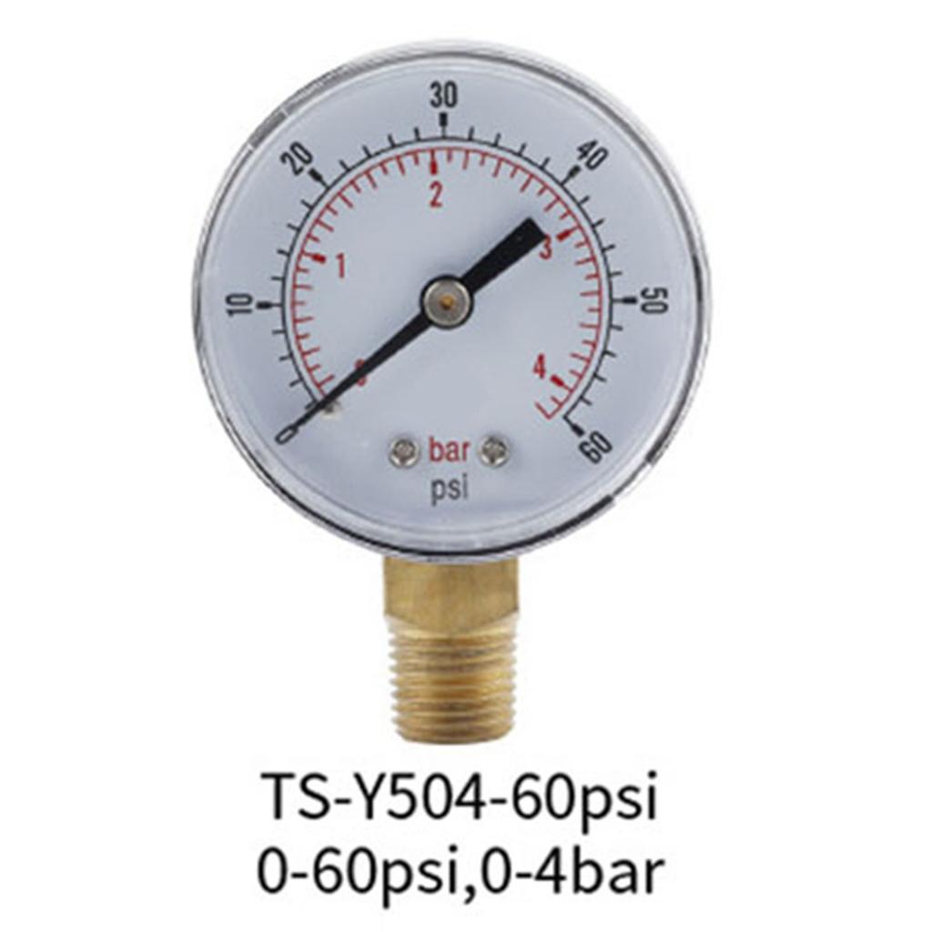 1/4 Inch BSPT Air Pressure Gauge 0-60PSI Water Pressure Meter TS-Y504 For Radial Mounted Measuring Instrument Compressor Gauge