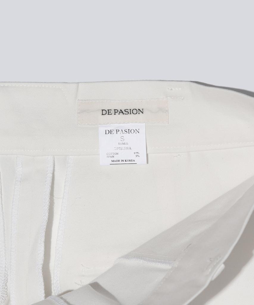 DEPASION High-Waisted Cotton Wide Pants (Ivory)