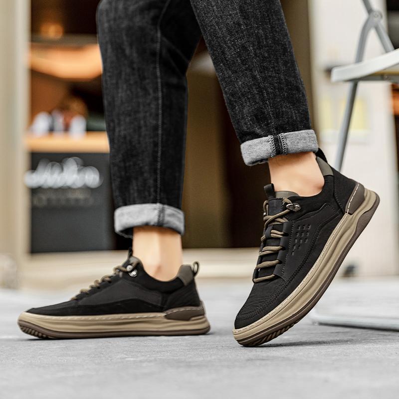 Shoes Men Leather Flats Black Soft Comfortable Designer Loafers Men Lace Up Oxfords Casual Shoes Leather Footwear