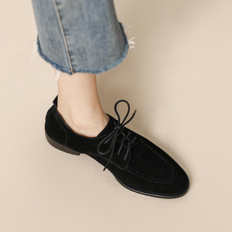 Strong promotion~ Retro loafers, lace-up deep-mouth flat-soled single shoes, women's British-style small leather shoes