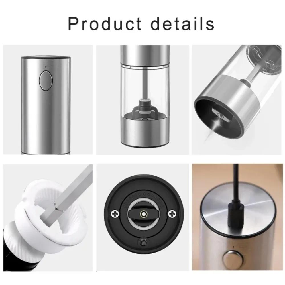 USB Rechargeable Salt Grinder Peppers Spices Mill Electric Automatic Salt and Pepper Grinder Set Adjustable Coarseness Mills