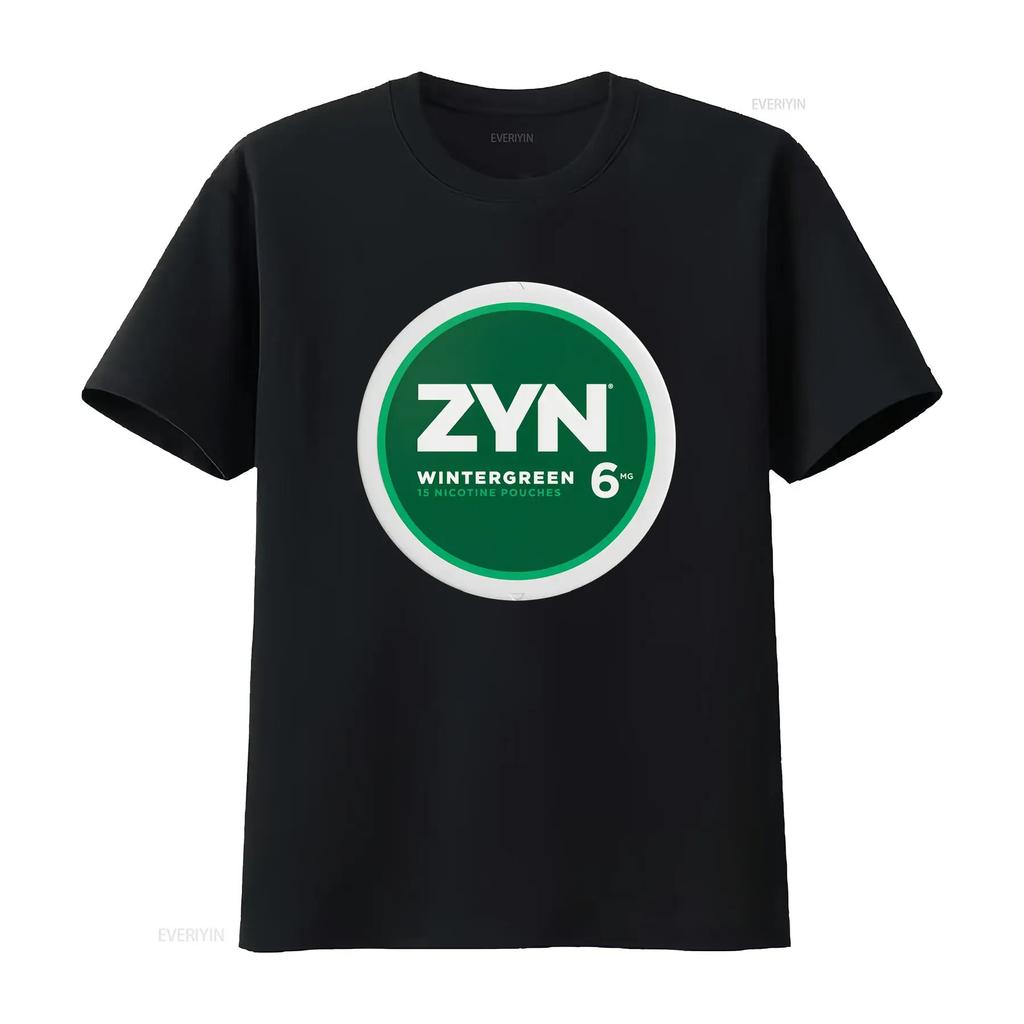 Zyn Winter Green Logo 6mg T Shirt White Men's S 2XL Vintage Washed Stretched Versatile Streetwe
