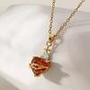 Huitan Orange Red/Green/Blue Heart Cubic Zirconia Pendant Necklace for Women Luxury Trendy Wedding Accessories Elegant Gift 2026