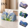 Multi Purpose Storage Leather Tissue Box Cover with Flowers Pattern, Foldable Desktop Organizer, Napkin Holder Case, Dining Room Facial Paper