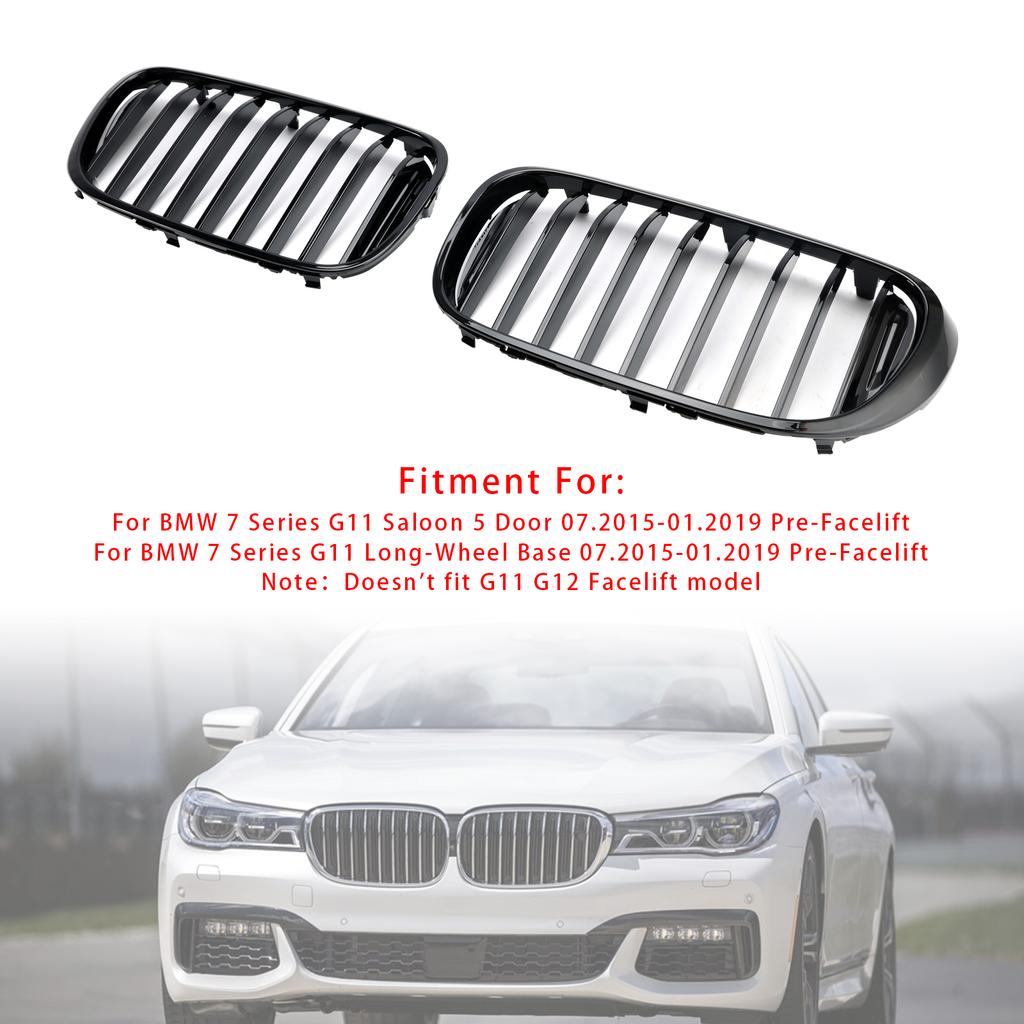 Gloss Black Front Kidney Grille Fit BMW 7-Series G11 G12 740i 750i 2016-2018
