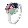 Silver Ring with 4.898ct Natural Sapphire, Emerald, Ruby (2096603) 3.38 Gr. 925 Samples