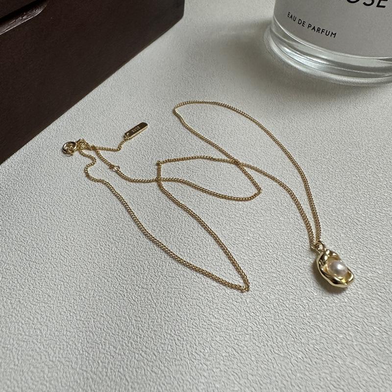 

S925 Sterling Silver Pearl Pea Necklace Blogger Style Stylish Simple Personalized Clavicle Chain