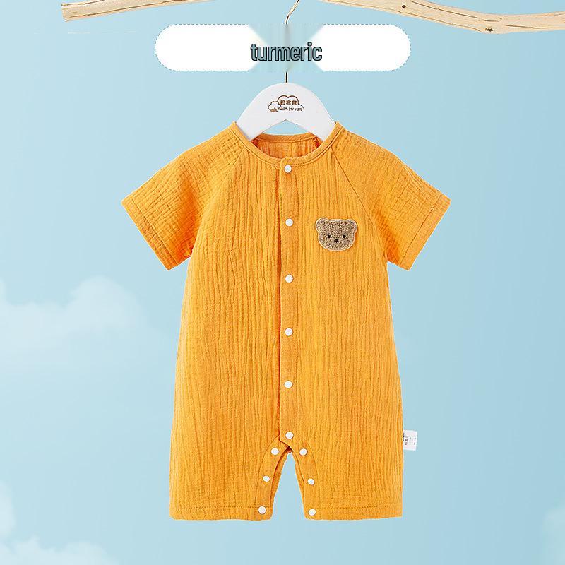 Infant Short Sleeve Summer Pajamas - Pure Cotton Gauze Baby Romper