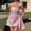 Summer Elegant Temperament Evening Dress Women Sleeveless Off the Shoulder Sexy Tube Mini Robe Vestidos