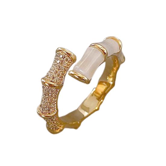 

Женское кольцо в форме бамбука с регулируемым отверстием, инкрустированное кубическим цирконием, женское кольцо для повседневного ношения