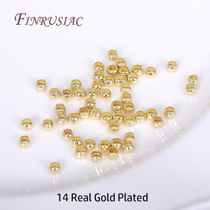100pcs 18K Gold Plated Ball Crimp End Beads,Crimps Beads,2mm 2.5mm 3mm Stopper Spacer Beads For DIY Jewelry Making Supplies 2mm-100pcs
