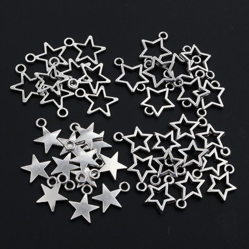 100pcs Small Star Charms Pendant Antique Silver Color Alloy Metal DIY Jewelry Making Accessories for Earrings Bracelet Necklace