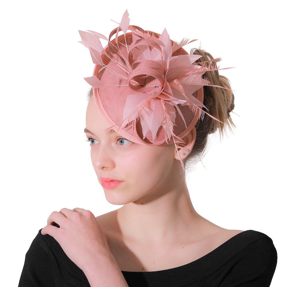 Deep Leather Powder Boutique Banquet Mesh Top Hat Hemp Headgear Bridal Wedding Dress Mesh Feather