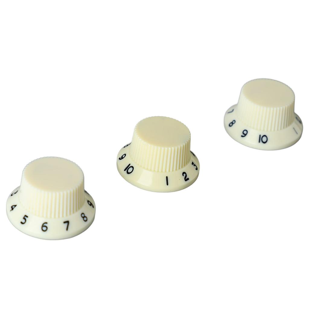 3PCS Potentiometer Rotary Knobs Tone Volume Control Knob Replacement for Electric Guitar Bass Ivory Knob Black Lettering