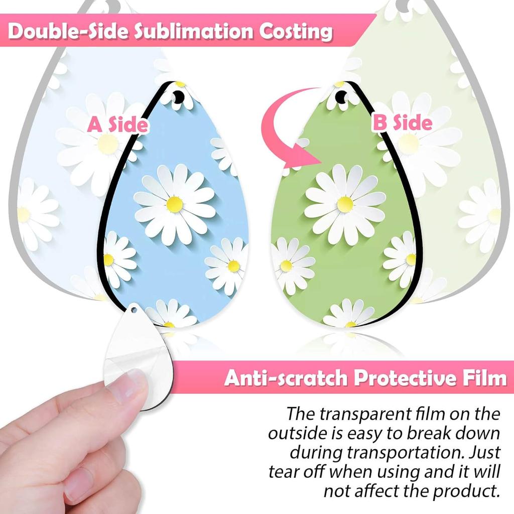 60 Pieces Sublimation Blanks Products, Modacraft Sublimation Blank Earrings with Earring Hooks Jump Rings Ear Plugs Holder Cards Bags for Jewelry DIY