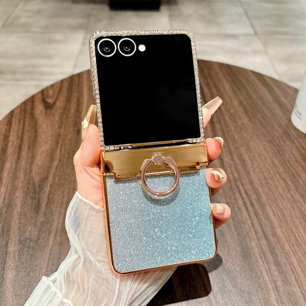 

Чехол для Samsung Galaxy Z Flip 7/6/5/4/3 с защитой шарнира и подставкой-кольцом Чехол Тонкий Противоударный Жесткий Полностью закрывающий Защитный чехол Бамперы для телефона Galaxy Z Flip7 синий