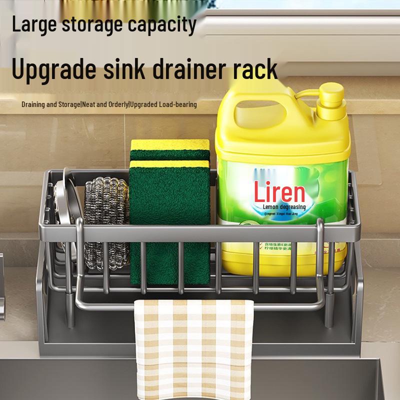 Kitchen Sink Storage Rack: Soap, Sponge, Drainer & Dishcloth Holder
