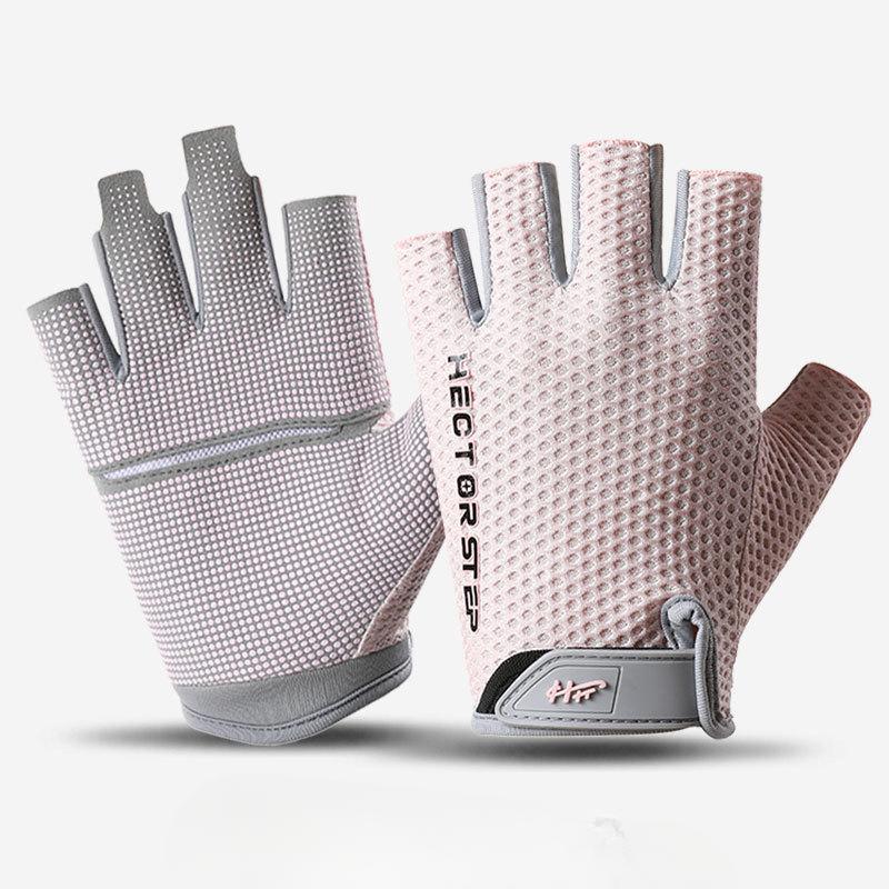 Cycling Gloves Half Finger Shock Absorption Men and Women Road Mountain Bike Short Spring and Summer Anti-slip Fitness Driving Sun Protection Gloves