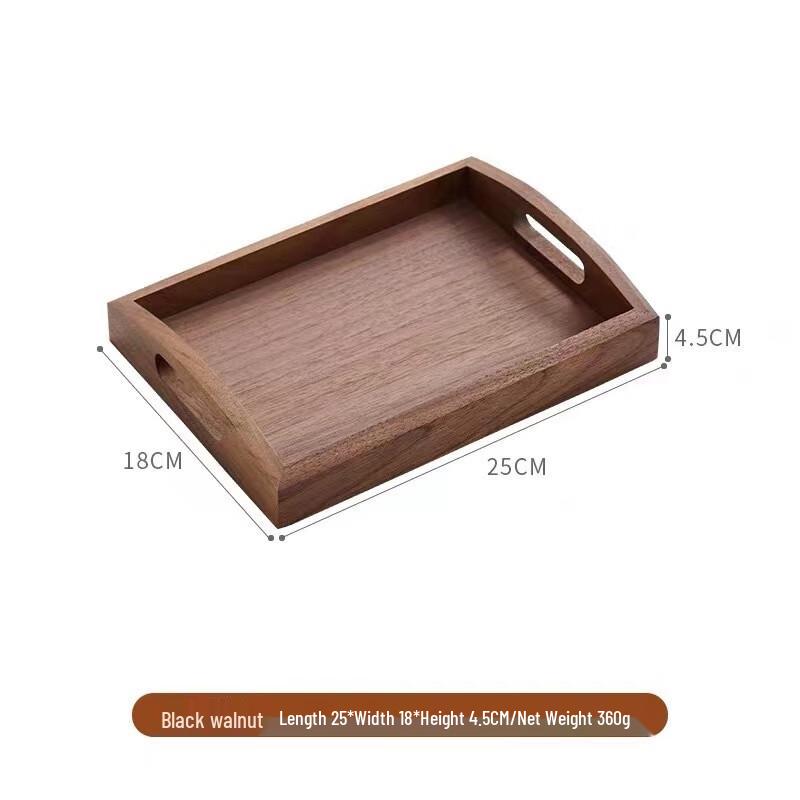 Japanese Style Wooden Serving Tray with Black Walnut Handle