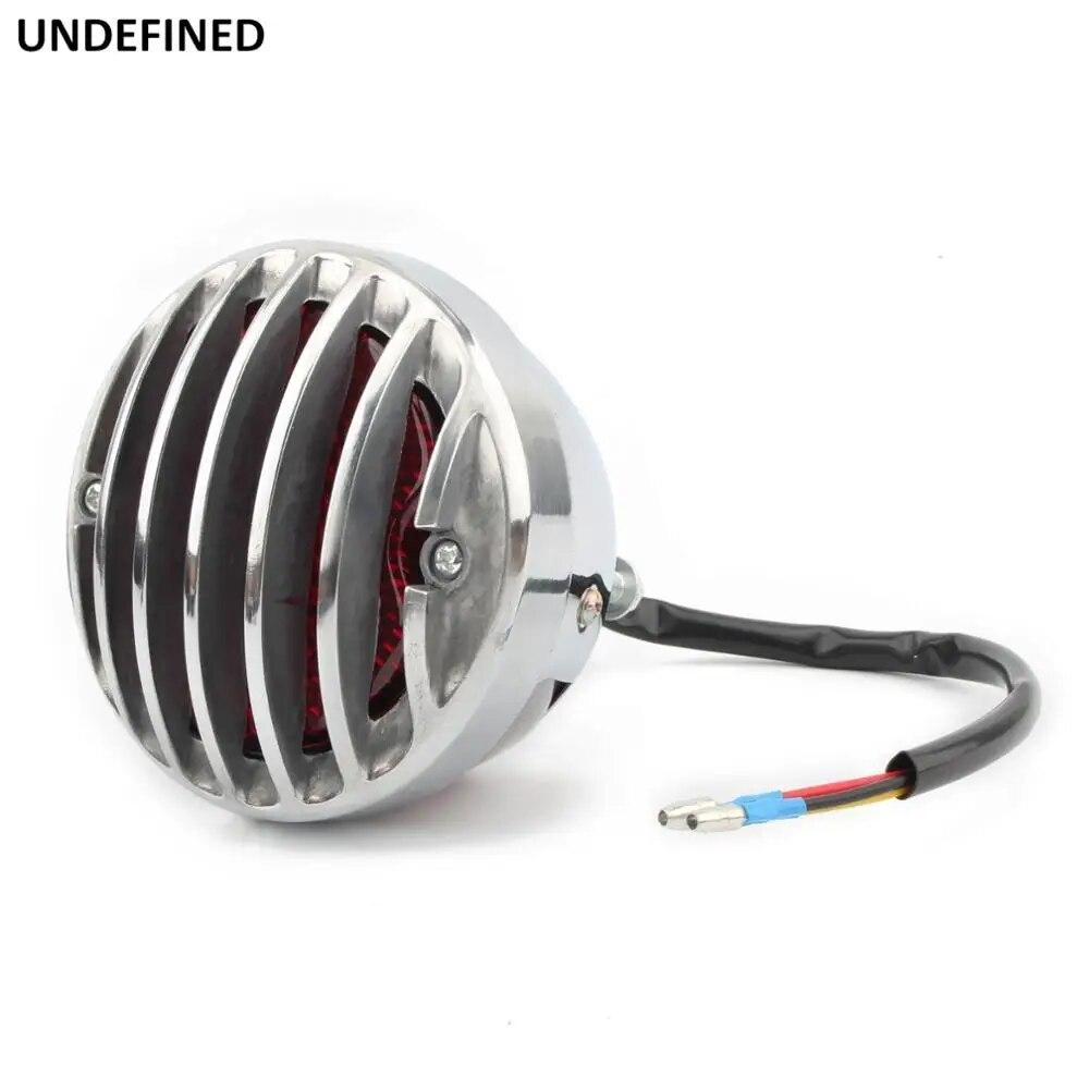 Motorcycle Brake Tail Light Grill Aluminum Round Cafe Racer Taillight For Honda Sportster Bobber Chopper Custom SV650 Bikes