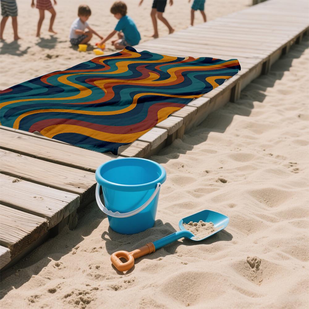 Earth Tone Swirl Oversized Microfiber Beach Towel Sand Proof Quick Dry, Absorbent for Swimming Pool Travel Camping