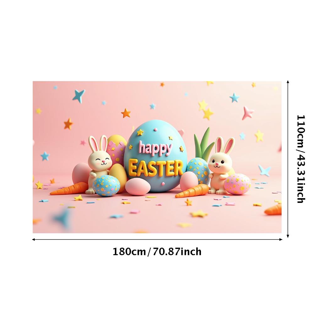 Happy Easter Banner Bunny Ears With Colorful Eggs Butterflies Backdrop Decorations Spring Celebration Background Party Supplies