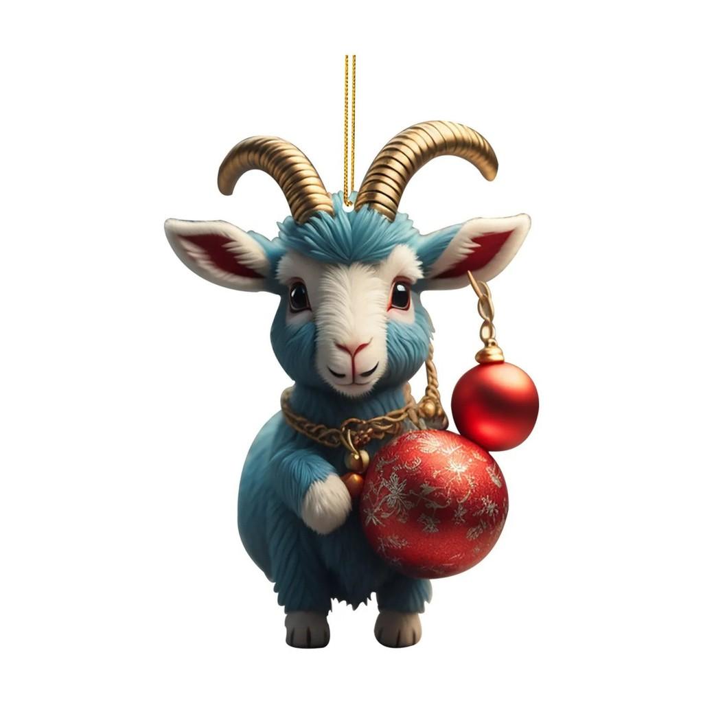 Cartoon Charming Goat Car Accessory Christmas Tree Decoration Vibrant Style Acrylic