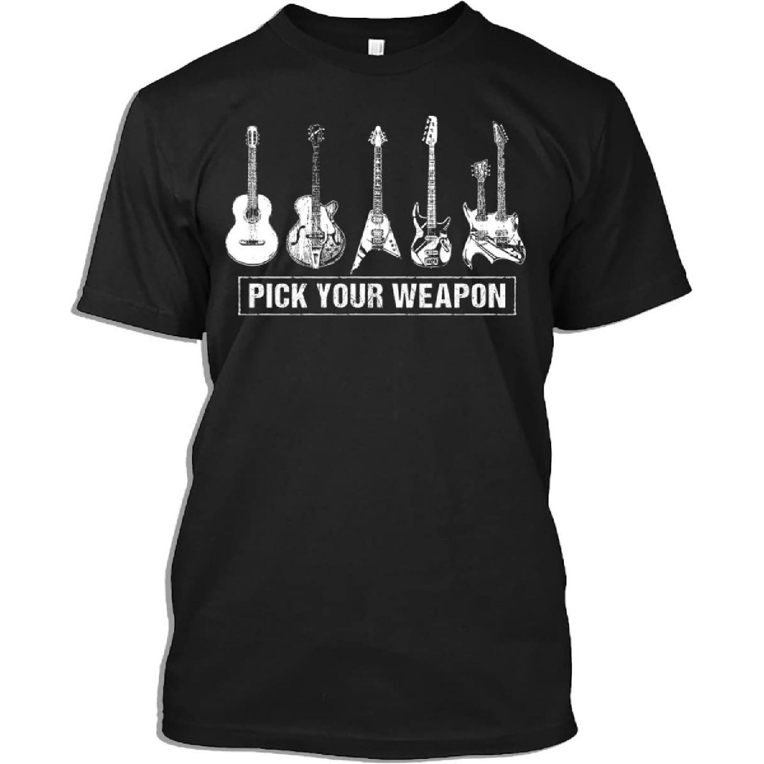 Guitarists Tshirt Cool Vintage Guitars Pick Your Weapon Musician Guitars Band Gift T-Shirt for Men Women, Black, Medium XXXXXL разноцветный