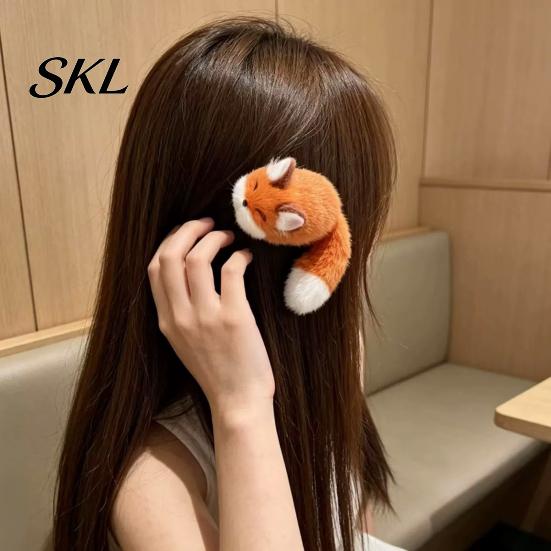 Hair Accessories for Women Plush Fox Clip, Cute Animal Hairpin, Soft Furry Barrette Non Slip Claws Thick Accessory Girls, Decorative Hairpin