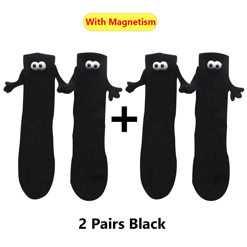 Alobee 1/2Pairs Harajuku Couple Cotton Sock Magnetic Suction Hand In Hand Socks Black White Unisex Holding Hands Long Socks