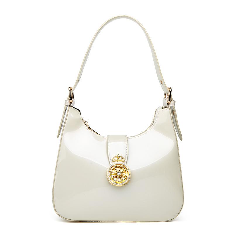 Stylish Patent Leather Women's Handbag Shiny Leather Underarm Handbag Single Shoulder Women's Wrist Bag