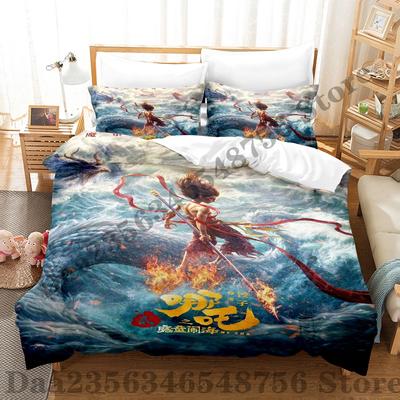 2025 Ne Zha 2 Bedding Set Single Twin Full Queen King Size Bed Set Adult Kid Bedroom Duvetcover Sets Anime Bed Sheet Set