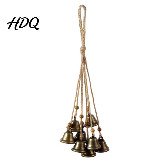 Campanelle dal Suono Chiaro Pendente Campanella Metallica Bohemien con Perline di Legno e Corda di Juta Decorazione da Appendere Retrò Ispirata alla Natura Campanellino per Finestra di Casa