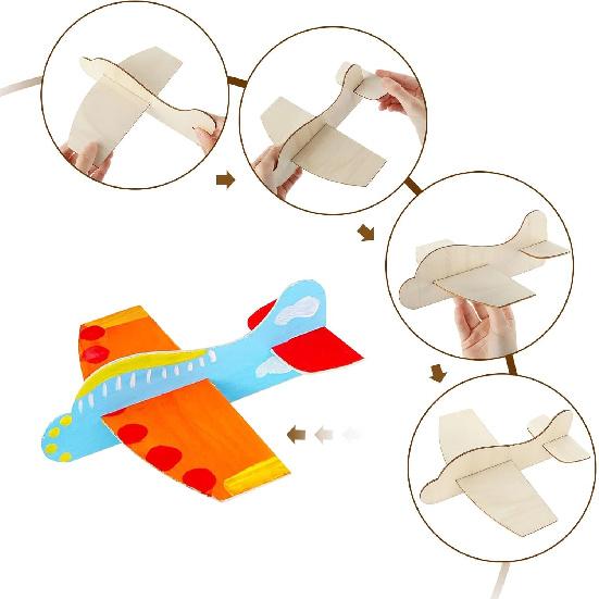 CertBuy 20 Pack DIY Model Wooden Airplane Nature Wood Plane Balsa Wood Planes Handicraft Plane for Birthday Carnival Party