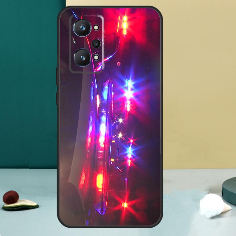 Police Cars Light At Night For Realme 11 10 12 13 14 Pro Plus GT 7 6 5 Pro GT 6T C67 C61 C53 C51 C21Y C25S C75 C55 Case