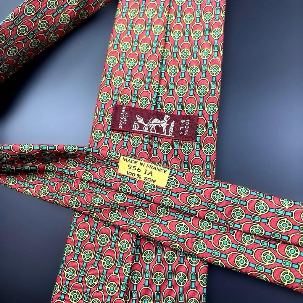 Used HERMES tie all-over pattern silk orange