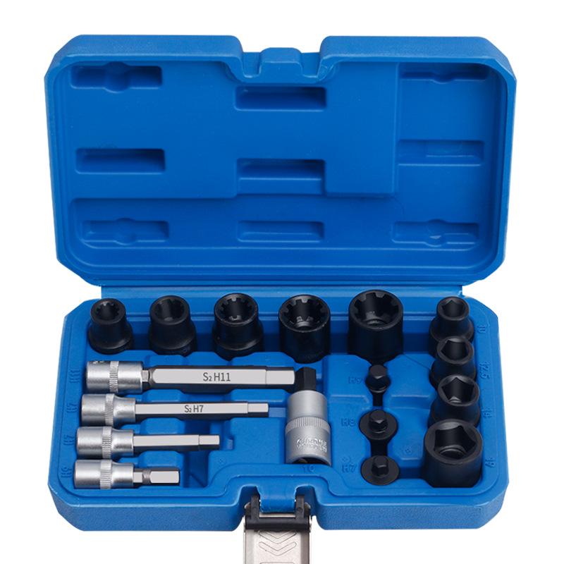 17-Piece Brake Caliper Piston Pin Removal Socket Bit Set for Auto Repair