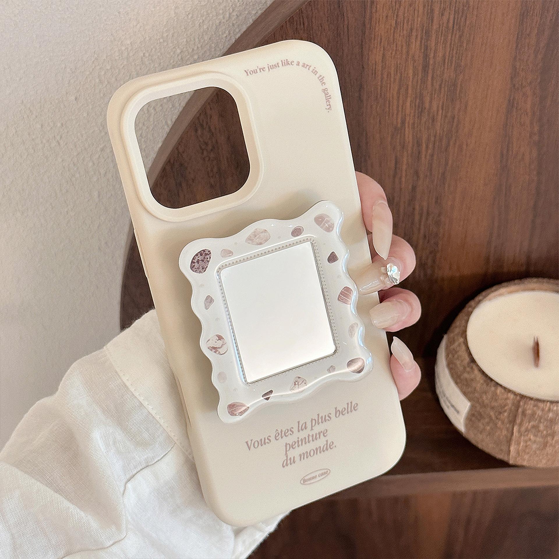 

French applicable IPhone16 Apple 17 Mobile Phone Case 15 Promax Shell Mirror Bracket 13 High End 14 Lanyard 17promax